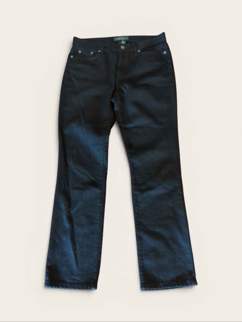 Lauren Ralph Lauren Black Cotton Denim Jeans  Classic Straight Leg Sz 6P W30 L29